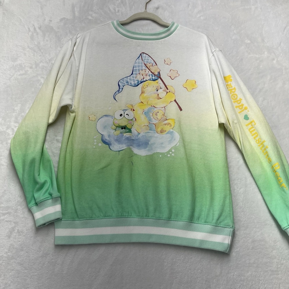 Sanrio x Care Bears Crewneck Sweatshirt Womens Small Keroppi Funshine Bear Ombre